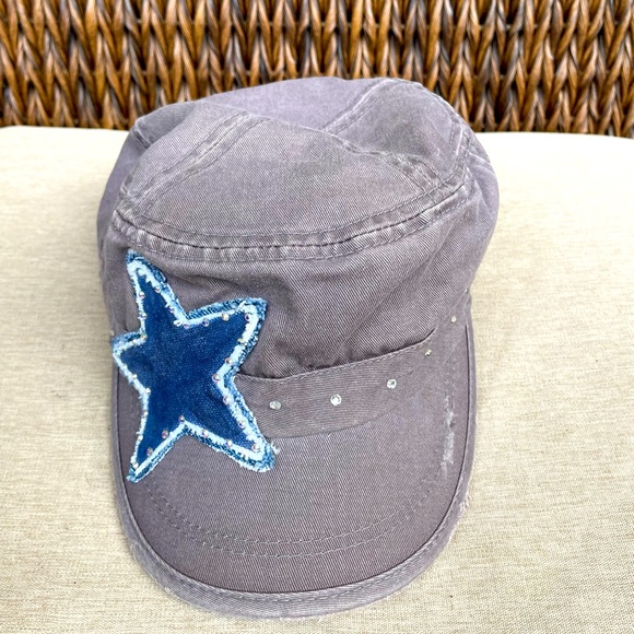 Alternative Apparel, Gray & Blue, Hat with Star and bling - Picture 1 of 6